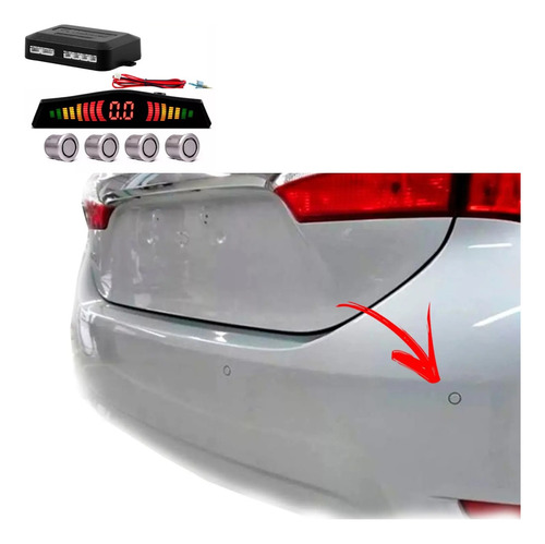 Sensor De Estacionamento Universal 4 Pontos 22mm C/display