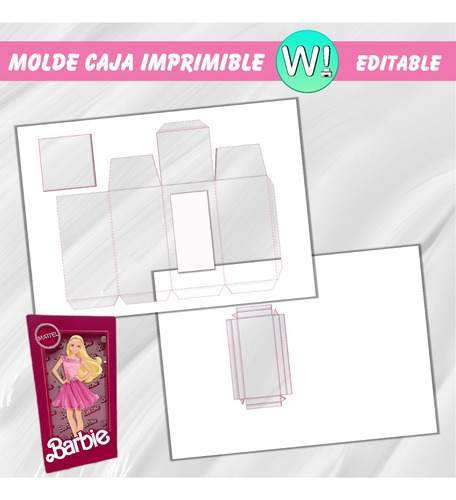 Kit Imprimible Molde Caja Shaker Barbie Editable