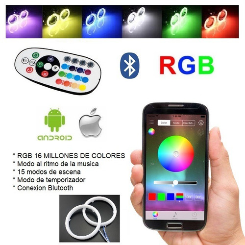 Par Ojo De Ángel Rgb App 10 Cm Led Super Brillante Drl Eyes