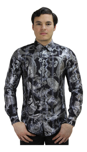 Camisa Estampado Platini Fpl8661 Corte Slim Fit Manga Larga