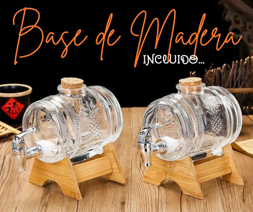Barril De Vidrio Con Grifo De 3l. ¡incluye Base De Madera.!