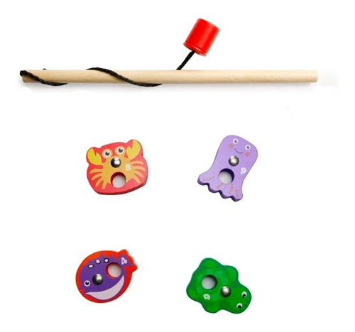 Imagen 4 de 7 de Juego De Pesca Magnetico Madera Con Dado Acool Ac7685 Full