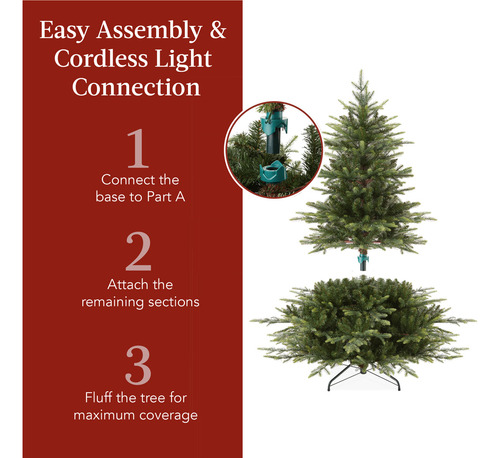 Árbol De Navidad De Abeto Noble Preiluminado 4,5 Ft