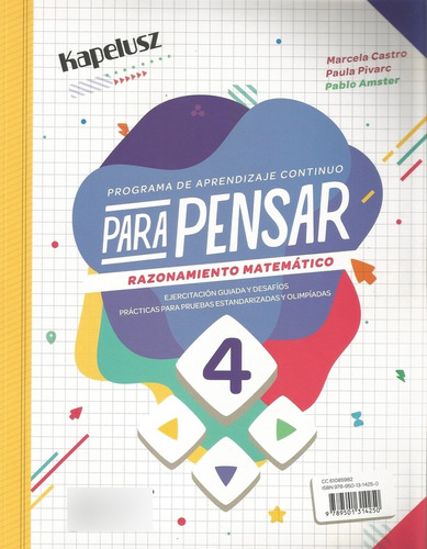 Para Pensar 4 Matematica - Lengua **novedad 2019** - Autores