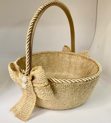 Kit : 4 Cesta Florista + 1 Almofada Juta Rustica Casamento