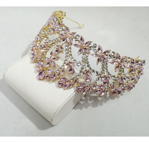 Set De Corona Reina Tiara Gargantilla Y Aretes Xv Boda Novia Rosa
