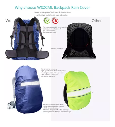 Funda impermeable para mochila para la lluvia, impermeable, para senderismo  al aire libre, con bolsa de almacenamiento y correas cruzadas de hebilla