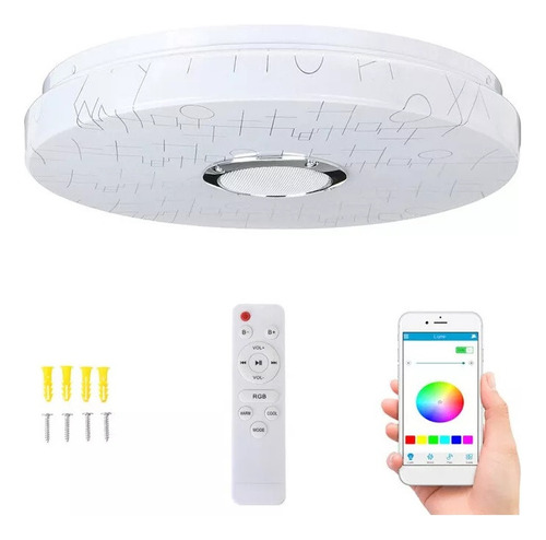 Plafón Musical Bluetooth 30cm Multicolor Rgb .