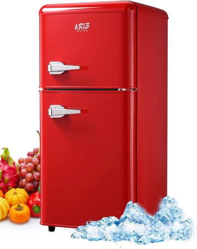 Frigobar Compacto 3.5ft3 Ajustable Retro Rojo Krib Bling