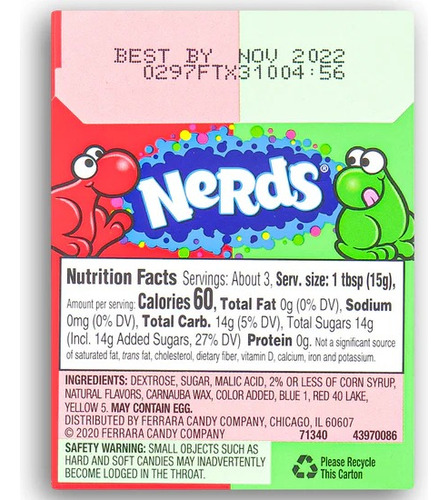 Nerds Caramelo Suave Watermelon - Cherry 46.7 Gr