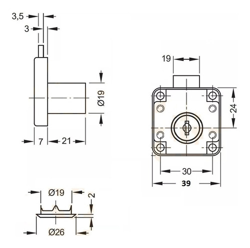 Cerradura Cuadrada Gss Cromada Cajón Mueble Calidad Oferta