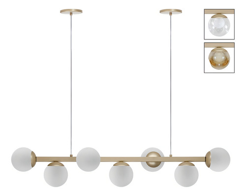 Luminária Pendente Bidirecional De Teto Luminalux Jabuticaba G9 127/220V Decoração 7 Glboos