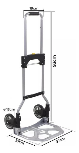 Carretilla Zorra Plegable De Metal Reforzado Hasta 70kgs Gris/negro