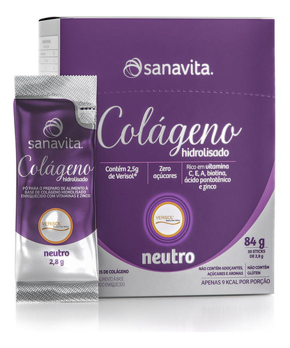 Colágeno Verisol 30 Sticks - 2,5g, Zero Açúcares