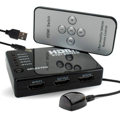 Hdmi Switch Multiplicador Selector 5x1 Full Hd 1080p Control