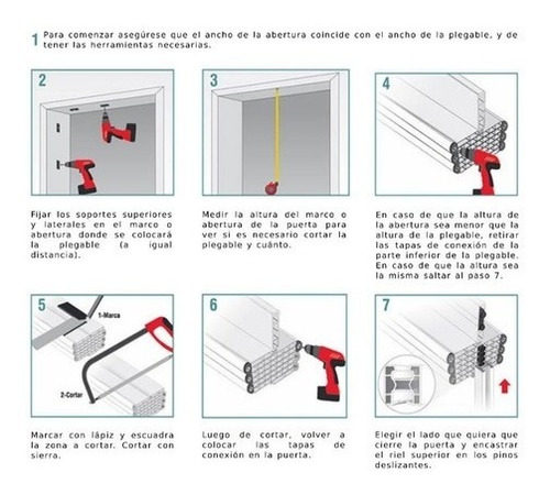 Imagen 6 de 7 de Puerta Plegable Pvc Imitación Madera Clara 70 X 2.10 Marfil