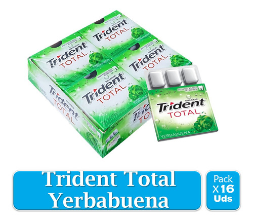 Dulces Chicles Trident Total Yerbabuena 6 S X 16 Uds