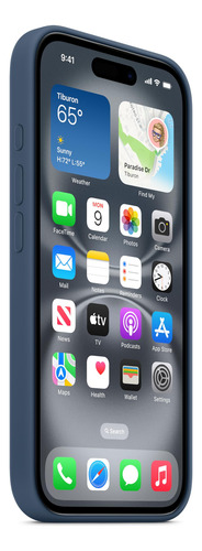 Capa De Telefone Apple iPhone 16 De Silicone Com Jeans Magsa