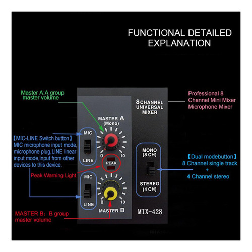 . Mezclador De Audio De 8 Canales Mezclador Pequeño Extensor