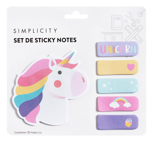 Set Simplicity Sticky Notes Unicornio