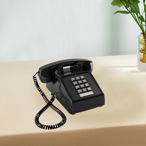 Adorno De Teléfono Con Cable Para Mesa Con Control De Negro