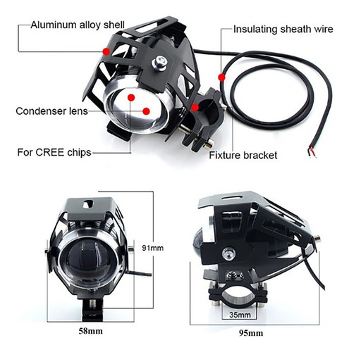 Par Farol Lâmpada Moto Milha Led Auxiliar Neblina Mt-09