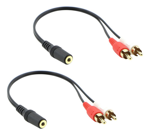 Audio Line 2x 2 Conectores Rca Macho A Hembra De 3,5 Mm Aux