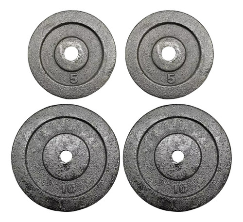 Par De Discos 10 Kg Y 5 Kg Fundicion Macizo Pesas Gym Kit