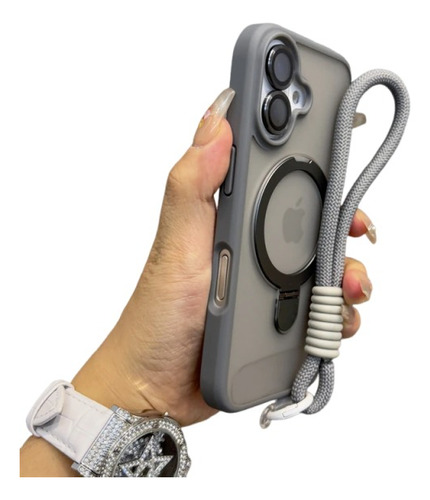 Funda Case Para iPhone Magsafe De Uso Rudo Con Soporte + Mica Cámara + Correas