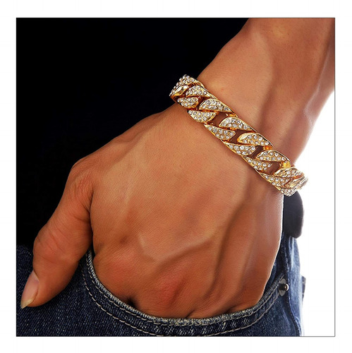 Bling-ed Out Round Reloj De Lujo Para Hombre Con Pulsera Cub