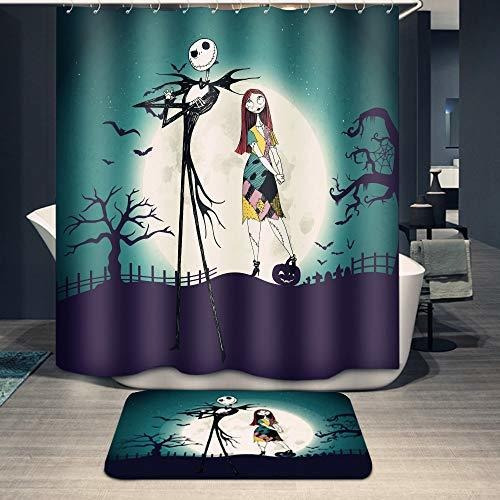 Juego De Cortinas De Ducha Youni Jack Skellington Con Alfomb