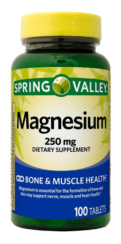 Magnesio 250 mg Spring Valley 100 tabletas de magnesio EE. UU.