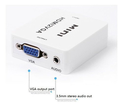 Convertidor Conversor Adaptador Vga A Hdmi Y Auxiliar Audio