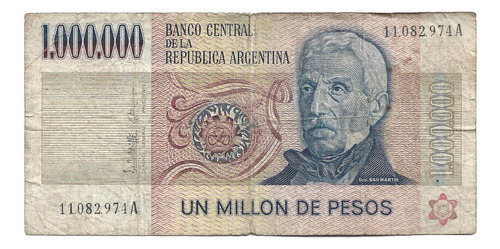 Liquido Billete Argentina 1.000.000 Pesos Ley 18188 Serie A