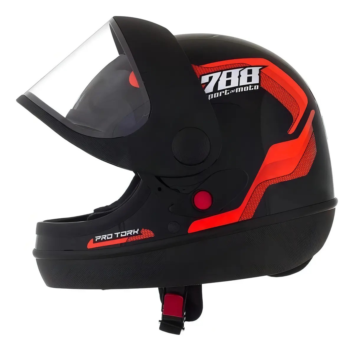 Capacete Sport Moto 788 Preto E Laranja Tamanho 60 Pro Tork