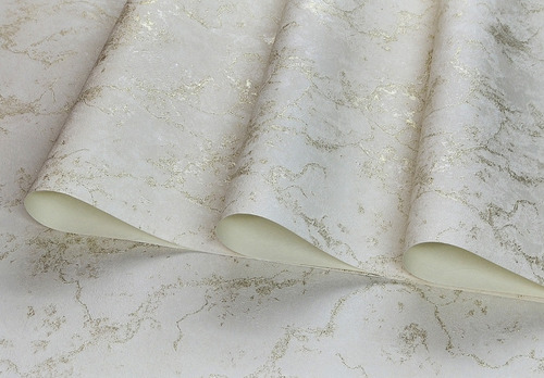 Imagem 2 de 8 de Papel De Parede Listrado Vinílico Alto Relevo Dourado + Cola