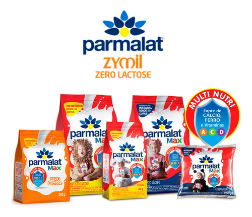 Kit 3 Leite Em Pó Instantâneo Zero Lactose Parmalat Max 300g