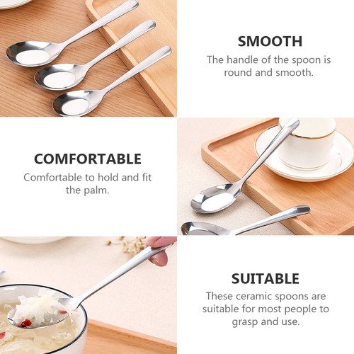 Cucharas Para Gachas De Acero Inoxidable Con Mango Largo, 5