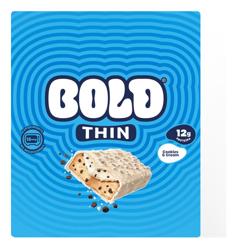 Barra De Proteína Bold Thin Cookies & Cream - 12 Unid.