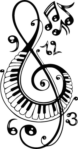 Vinilo Reloj Notas Musicales Decoracion Pared 110cm