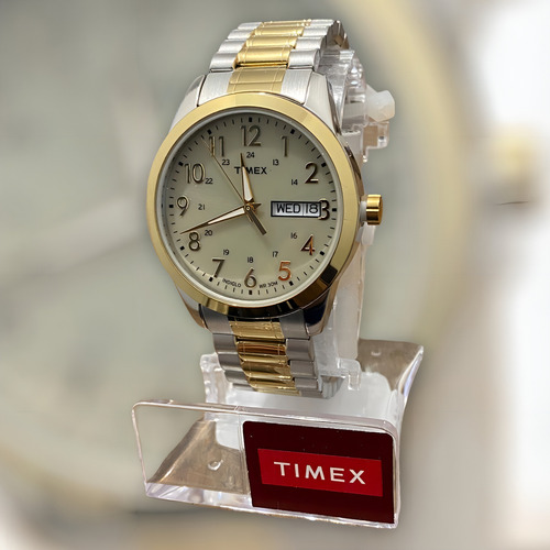 Reloj Pulsera Timex South Street Sport T2m935 Color de la correa Plateado/Dorado Color del bisel Dorado Color del fondo Gris