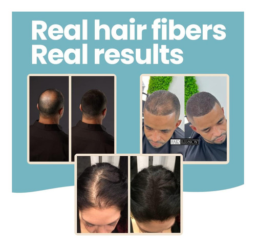 Ilusión De Cabello Fibras De Cabello Real Negro Para El 100%