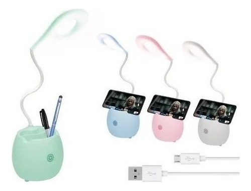 Parlante Lampara Led Recargable Usb Porta Celular S530 Estructura Blanco