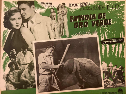 Envidia De Oro Verde. Ronald Reagan. Lobby Card. Usado.