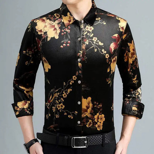 Camisa De Manga Larga Casual De Negocios Con Estampado Flora