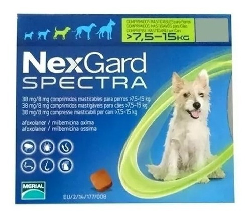 Nexgard Spectra M 7,5-15kg Para Perro Antipulgas Entrego Ya