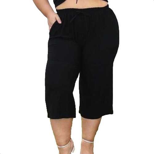 Calça Plus Size Pantacourt Feminina Malha Viscolycra Estica