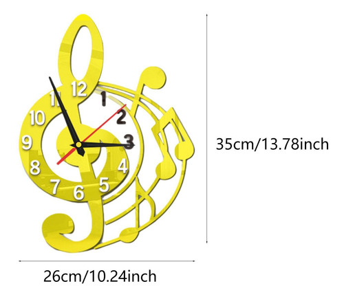 Relógio De Parede Música Silenciosa Design Dourado
