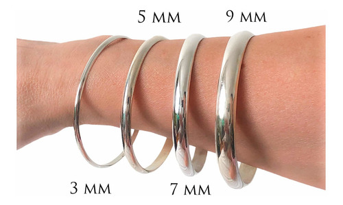 Imagen 4 de 10 de Pulsera Esclava Plata 925 Ancho 5 Mm Con Grabado Por Dentro