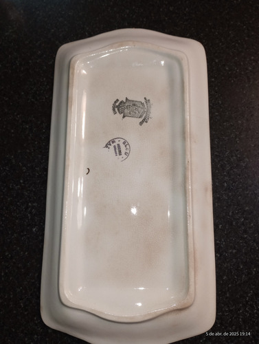 Bandeja Masitera Antigua, Loza Inglesa, Unicorn Blanco Lisa (Usado)